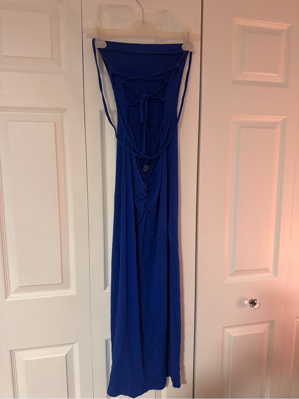 SHEIN Royal Blue Backless Maxi Dress with Tie Detail